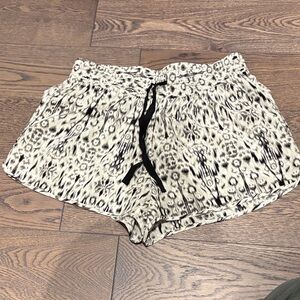 Joie Cream and Black Printed Athletic Shorts
